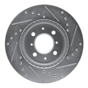 Volkswagen Gol Brake Rotor (1) - Front Left - R1 Concepts - Drilled & Slotted - Silver - `09-`17